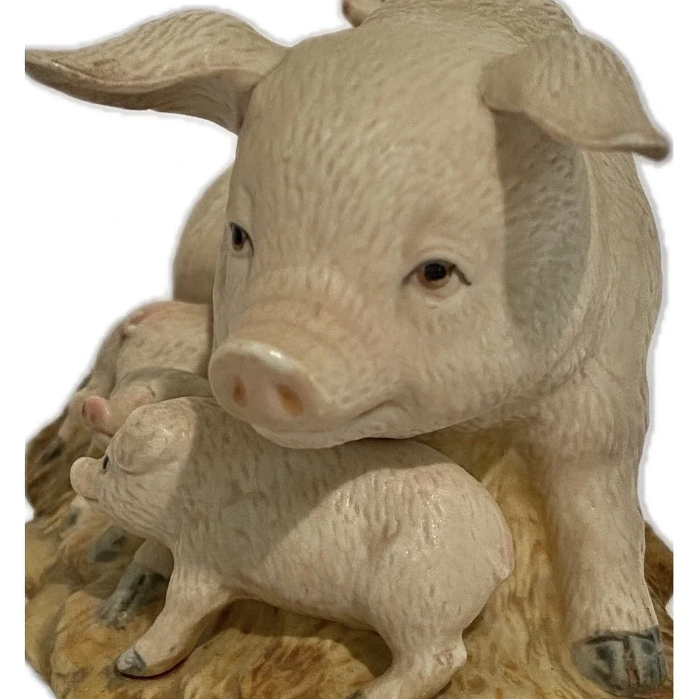 Homco Porcelain Pig & Piglets Figurine Mother & Babies‎ Farmhouse Decor